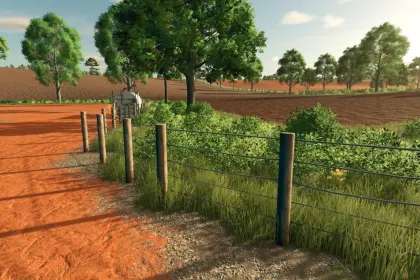 Міцний Fence BR: Колючий Дріт і Дерев’яні Ворота для Farming Simulator 25 — 4