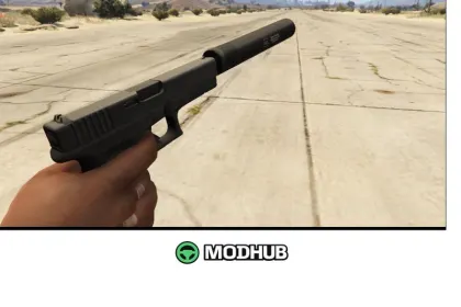 Пістолет Glock 17 (зі глушником та без) для GTA 5 — 3