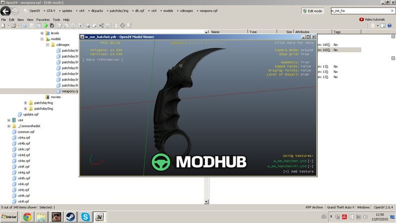 Nóż Karambit CS:GO do GTA 5