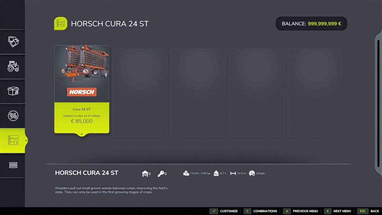 Культиватор Horsch Cura 24ST для Farming Simulator 25