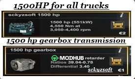 1500HP dla wszystkich ciężarówek v1.61.1 do ETS2