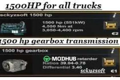 1500HP dla wszystkich ciężarówek v1.61.1 do ETS2 — 2