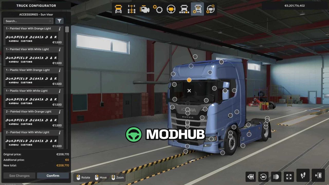 Zestaw osłon przeciwsłonecznych Scania NG S/R v1.60 do ETS2