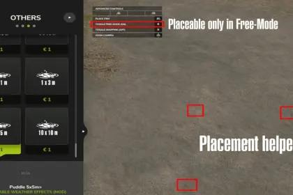 Атмосферний Placeable Weather Effects – Калюжі та Осіннє Листя для Farming Simulator 25 — 2