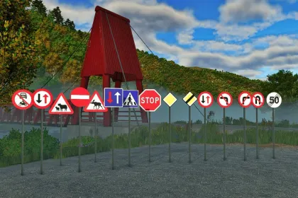 Набір дорожніх знаків Норвегії (муляжі) для Farming Simulator 25