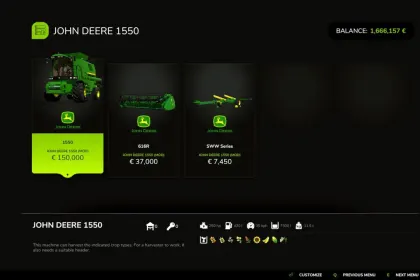 Трактор John Deere 1550 EU для Farming Simulator 25 — 5
