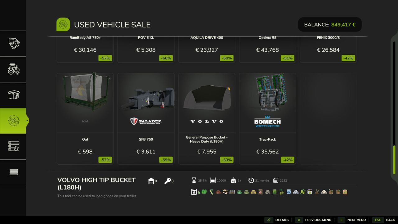 Konfigurierbarer Verkauf für Farming Simulator 25