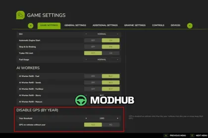 Скрипт Disable GPS (By Year) V1.1 для FS25 — 3