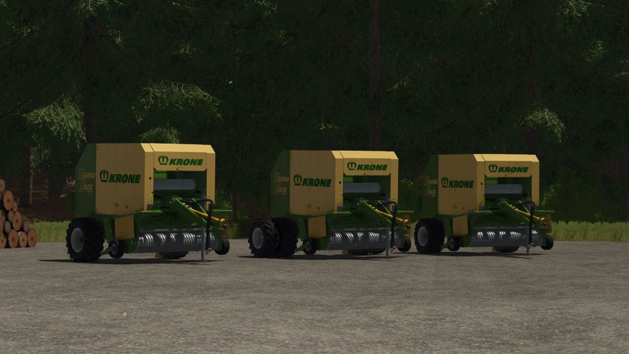 Efficient Krone Roundpack 1250 Multi Cut Baler with Mountain Tires for FS25