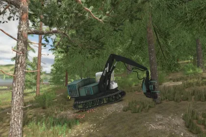 Лісозаготівельний мод Smart Auto Cut Wood Harvester для Farming Simulator 25