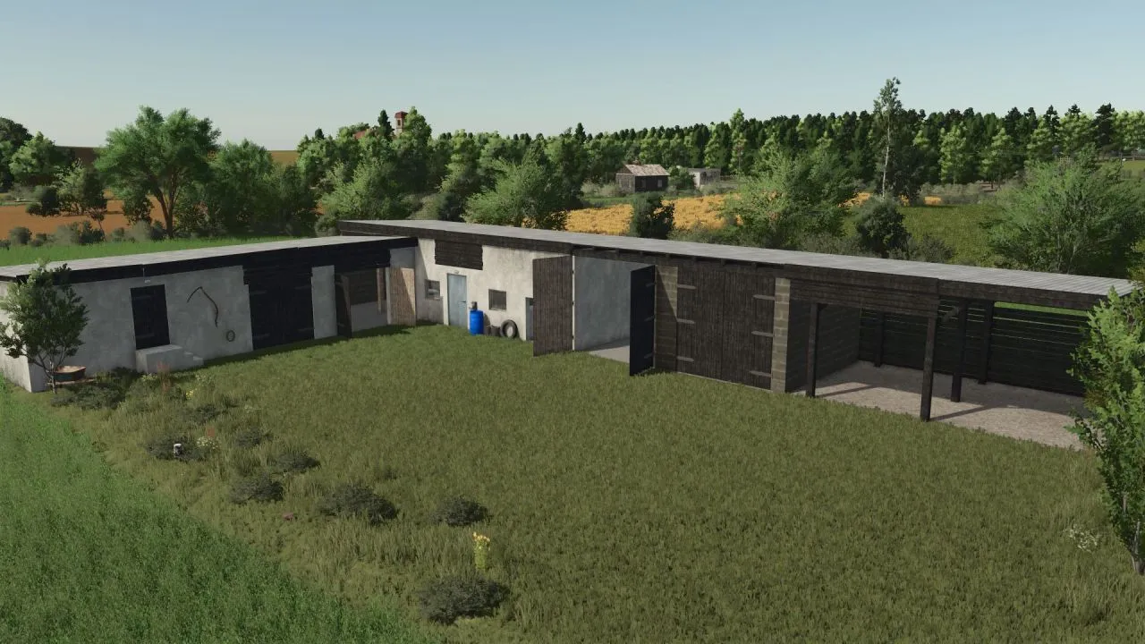 Legendarny Stary Garaż Old garage with a carport z Nawisem dla Techniki w FS25