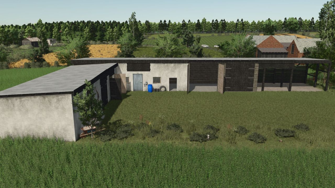 Legendarny Stary Garaż Old garage with a carport z Nawisem dla Techniki w FS25