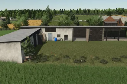 Legendarny Stary Garaż Old garage with a carport z Nawisem dla Techniki w FS25 — 2