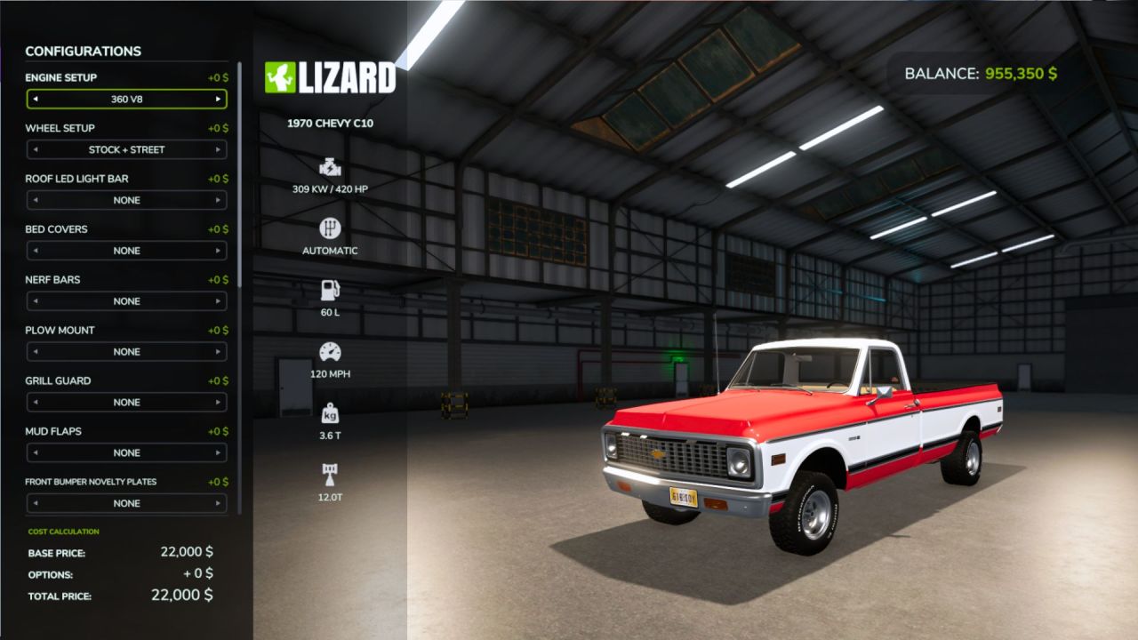 Легендарний Пікап 1970 Chevy C10 для Farming Simulator 25 — Тюнінг, Лебідка та Буксир