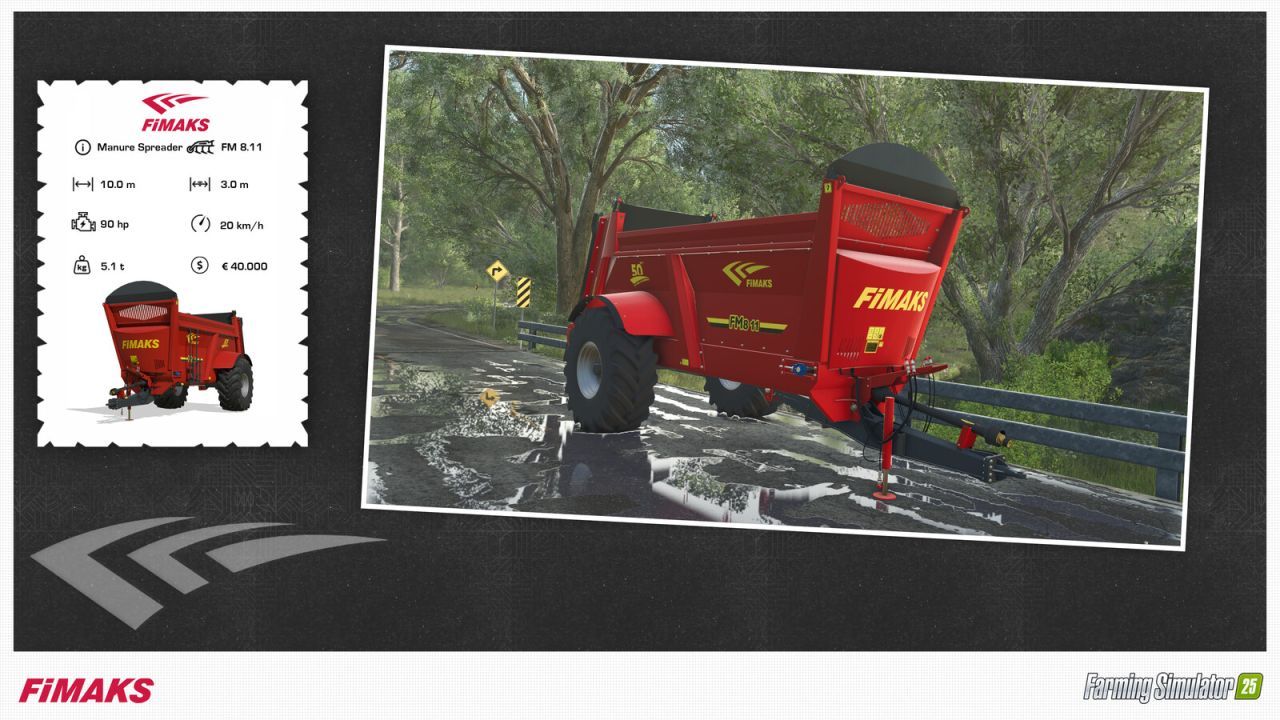 Розкидач гною Fimaks FM 8.11 для Farming Simulator 25