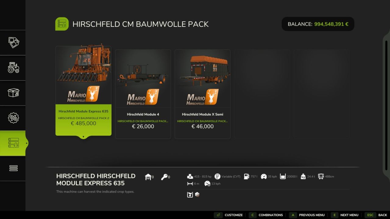 Ефективний Cotton Pack V2 у Стилі Hirschfeld — Швидке Збирання Бавовни в FS25 - Скріншоти