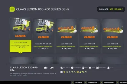 Комбайн CLAAS Lexion 600/700 GEN 2 для Farming Simulator 25 — 2