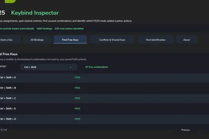 Keybind Inspector для Farming Simulator 25 — 3