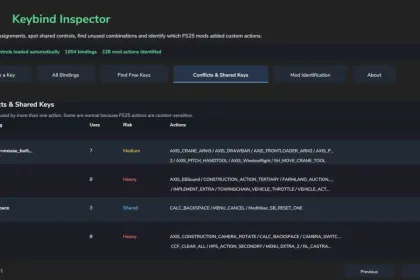 Keybind Inspector для Farming Simulator 25 — 4