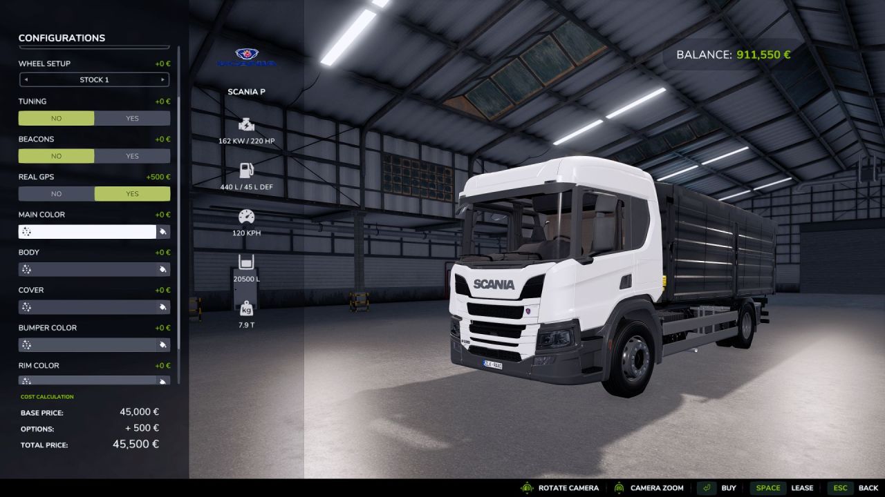 Leistungsstarker Getreide-Lkw Scania P220/360-7L/9L für Farming Simulator 25 - Screenshots