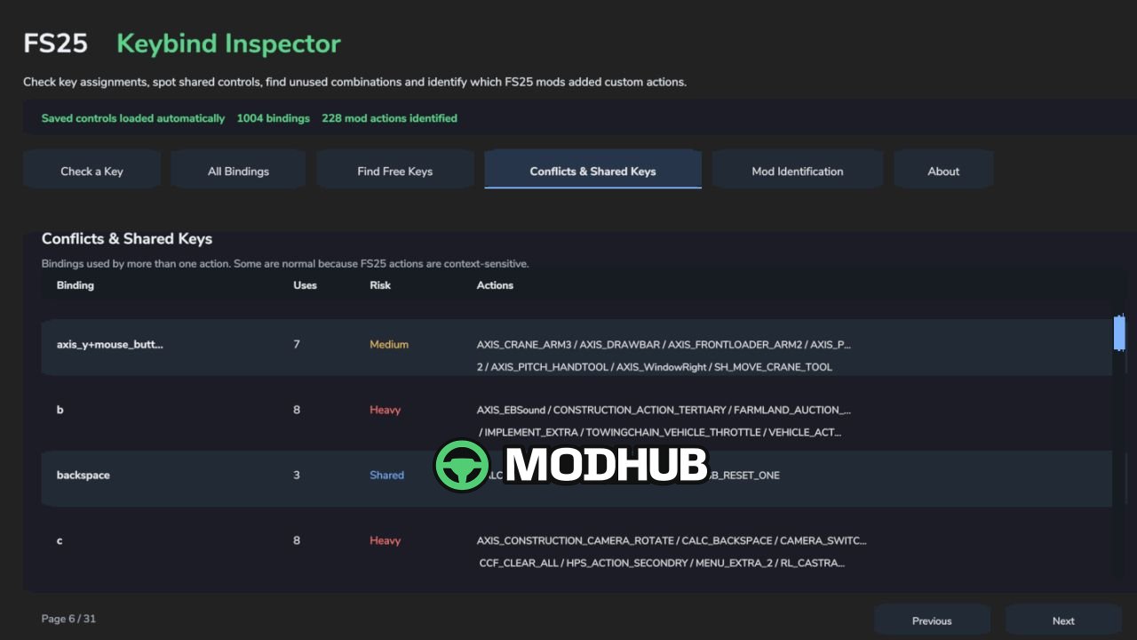 Інструмент Keybind Inspector V1.0 для FS25