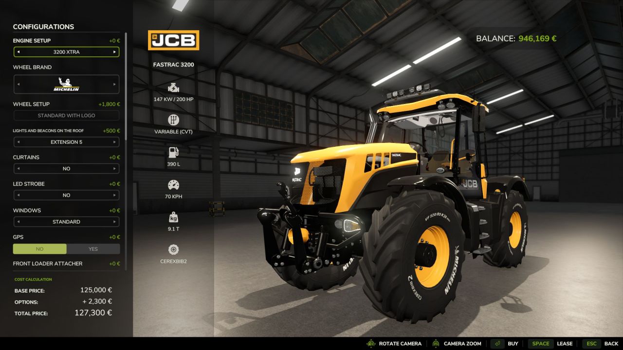 Mocny Traktor JCB Fastrac 3200 Xtra — Szybki 70 km/h i 600 KM dla Farming Simulator 25
