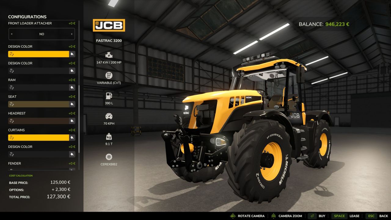 Leistungsstarker Traktor JCB Fastrac 3200 Xtra — Schnell 70 km/h und 600 PS für Farming Simulator 25