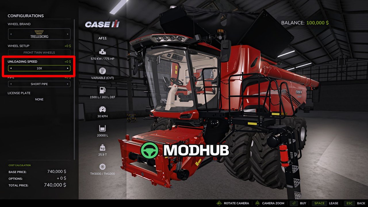 Налаштовувана швидкість розвантаження V1.1 для FS25