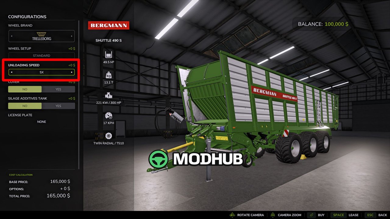 Налаштовувана швидкість розвантаження V1.1 для FS25