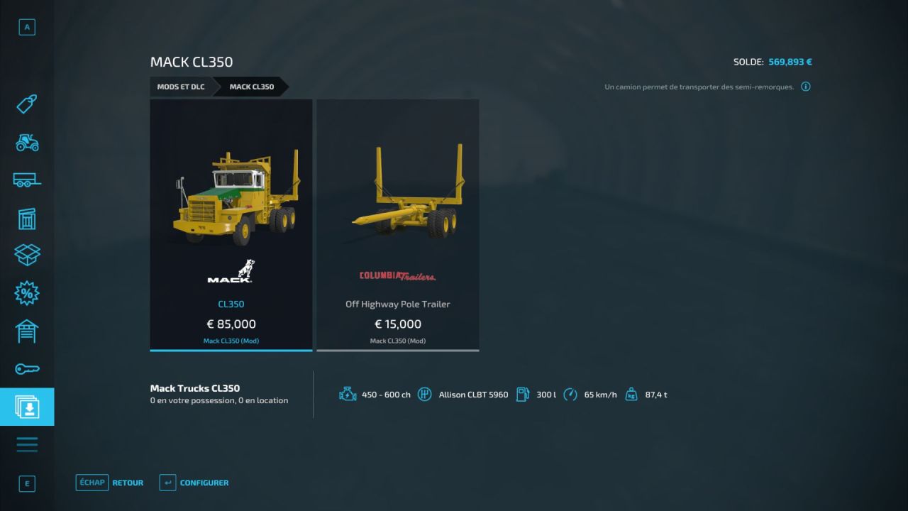 Лісовоз Mack CL350 Timber Transporter (Off-Highway) для Farming Simulator 22