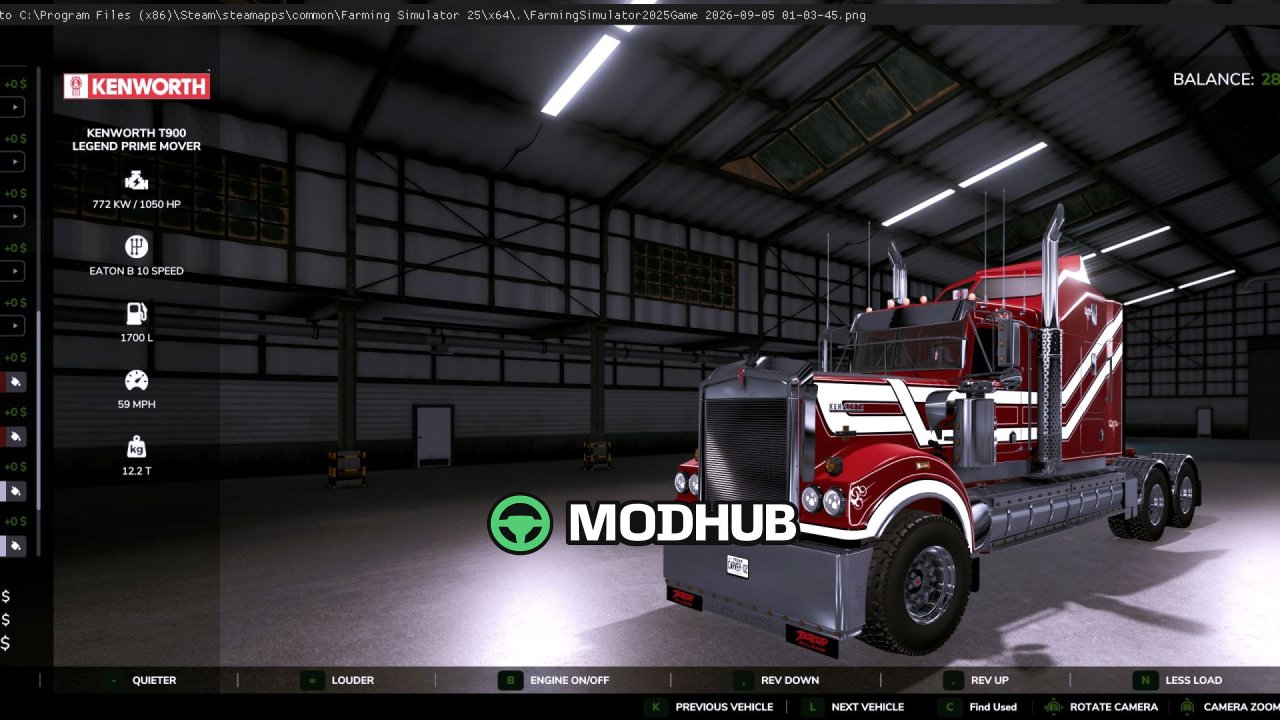 Автомобіль Kenworth T900 Legend V1.1 для FS25