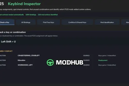 Інструмент Keybind Inspector V1.1.0.1 для FS25