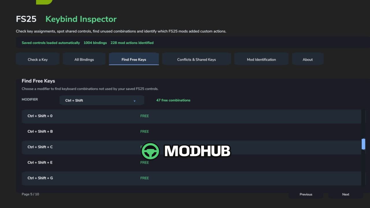 Інструмент Keybind Inspector V1.1.0.1 для FS25