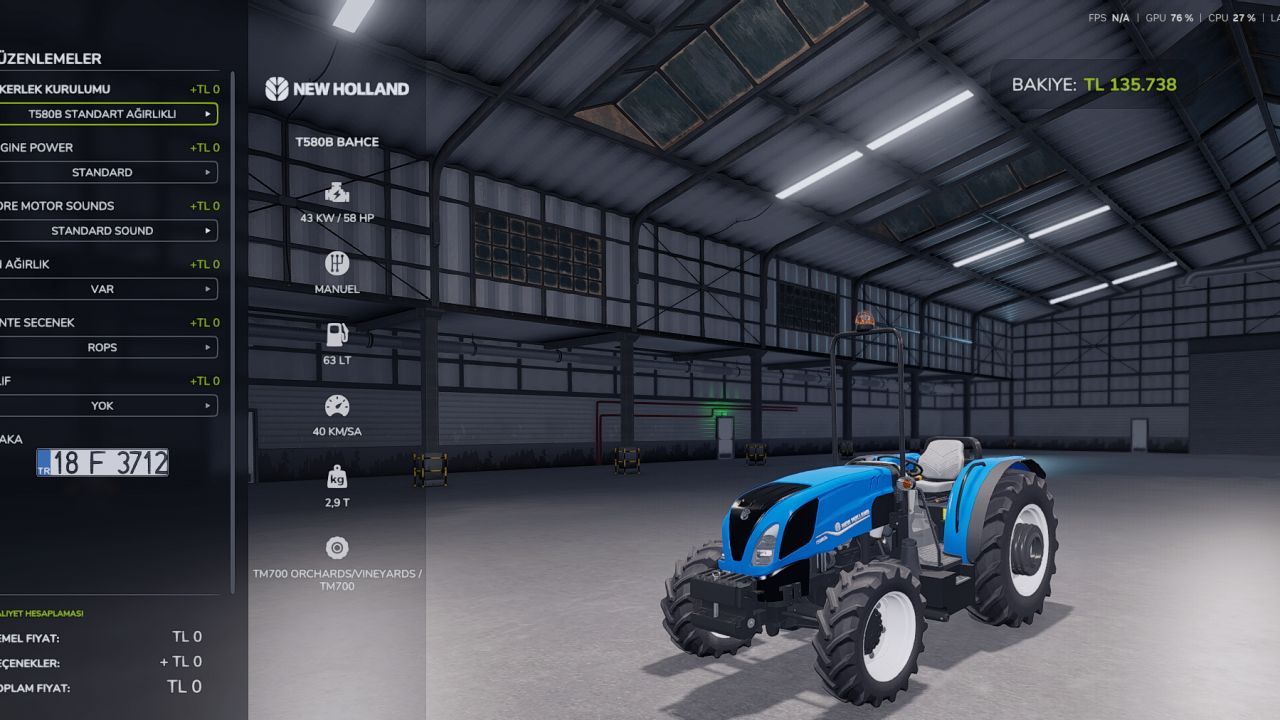 Трактор New Holland T580 Edit для Farming Simulator 25