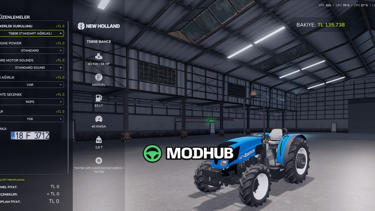 Трактор New Holland T580 Edit v1.0 для FS25