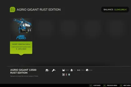 Sprayer Agrio Gigant Rust Edition for Farming Simulator 25 — 4