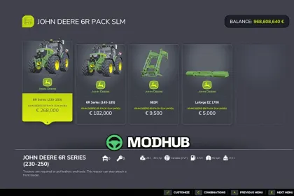 Трактор John Deere 6R Pack SLM V1.0.0.7 для FS25 — 6