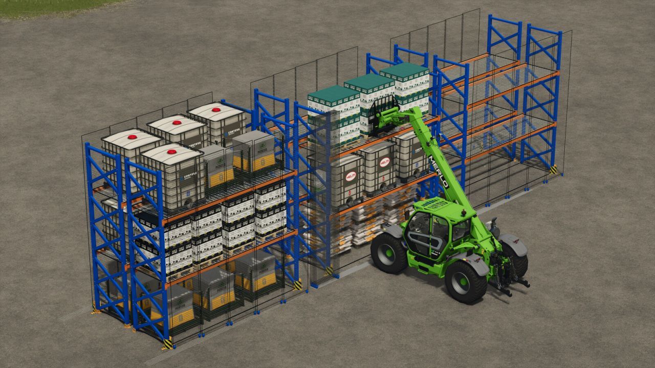 Палетні стелажі з захисними ґратами для Farming Simulator 25