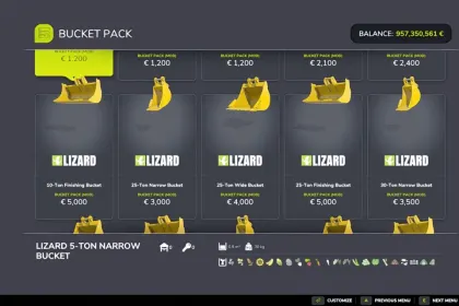 Набір ковшів для екскаваторів Bucket Pack для Farming Simulator 25 — 4