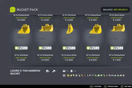 Набір ковшів для екскаваторів Bucket Pack для Farming Simulator 25 — 5