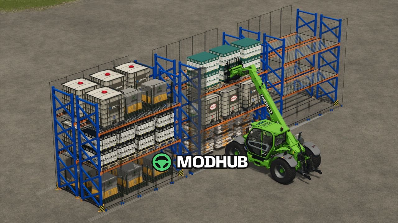 Стелаж для піддонів Pallet Racking With Safety Grilles V1.0 для FS25