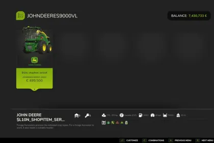Силосний комбайн John Deere Serie 9000VL для Farming Simulator 25 — 2
