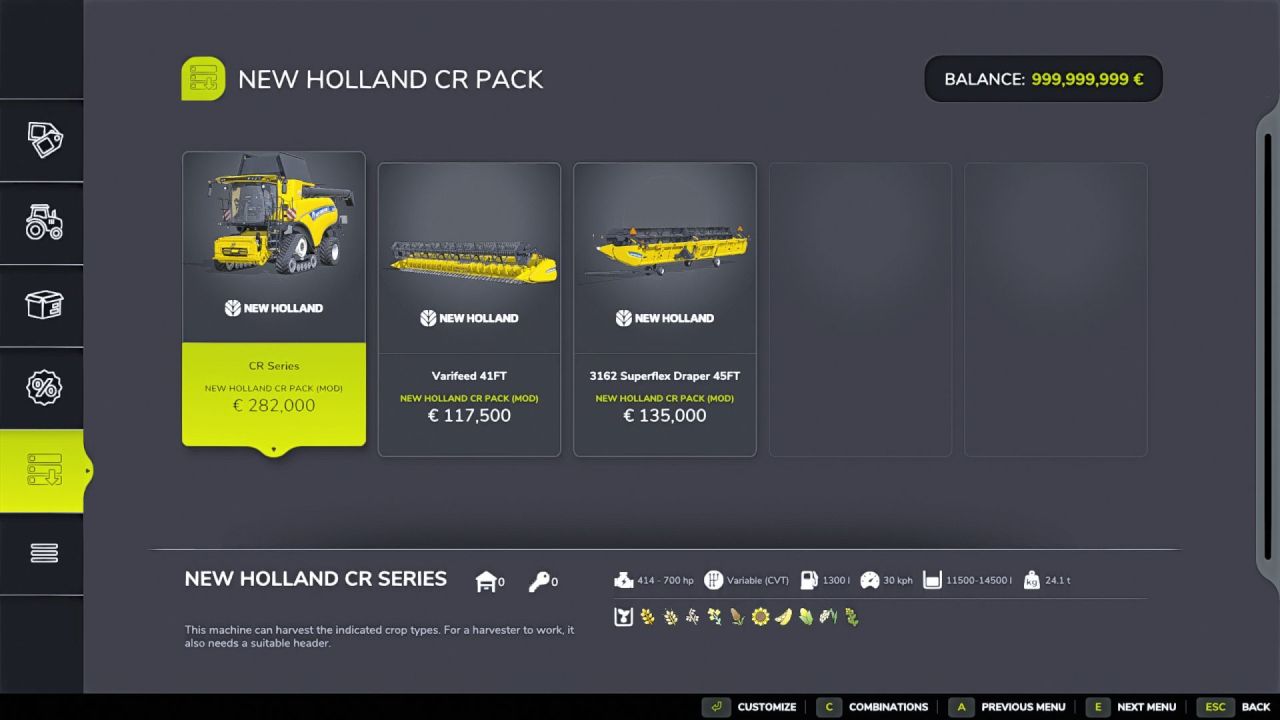 Пак тракторів New Holland CR-Series для Farming Simulator 25
