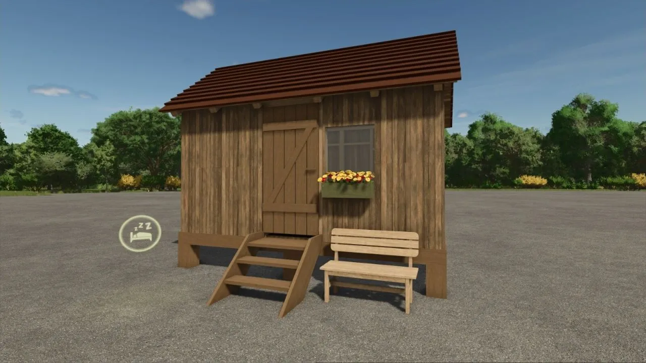 Економна Будівля Constructible Hut — Хатина з Колод або Дощок для Старту у FS25
