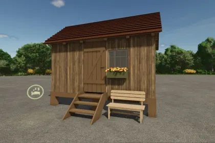 Економна Будівля Constructible Hut — Хатина з Колод або Дощок для Старту у FS25 — 1