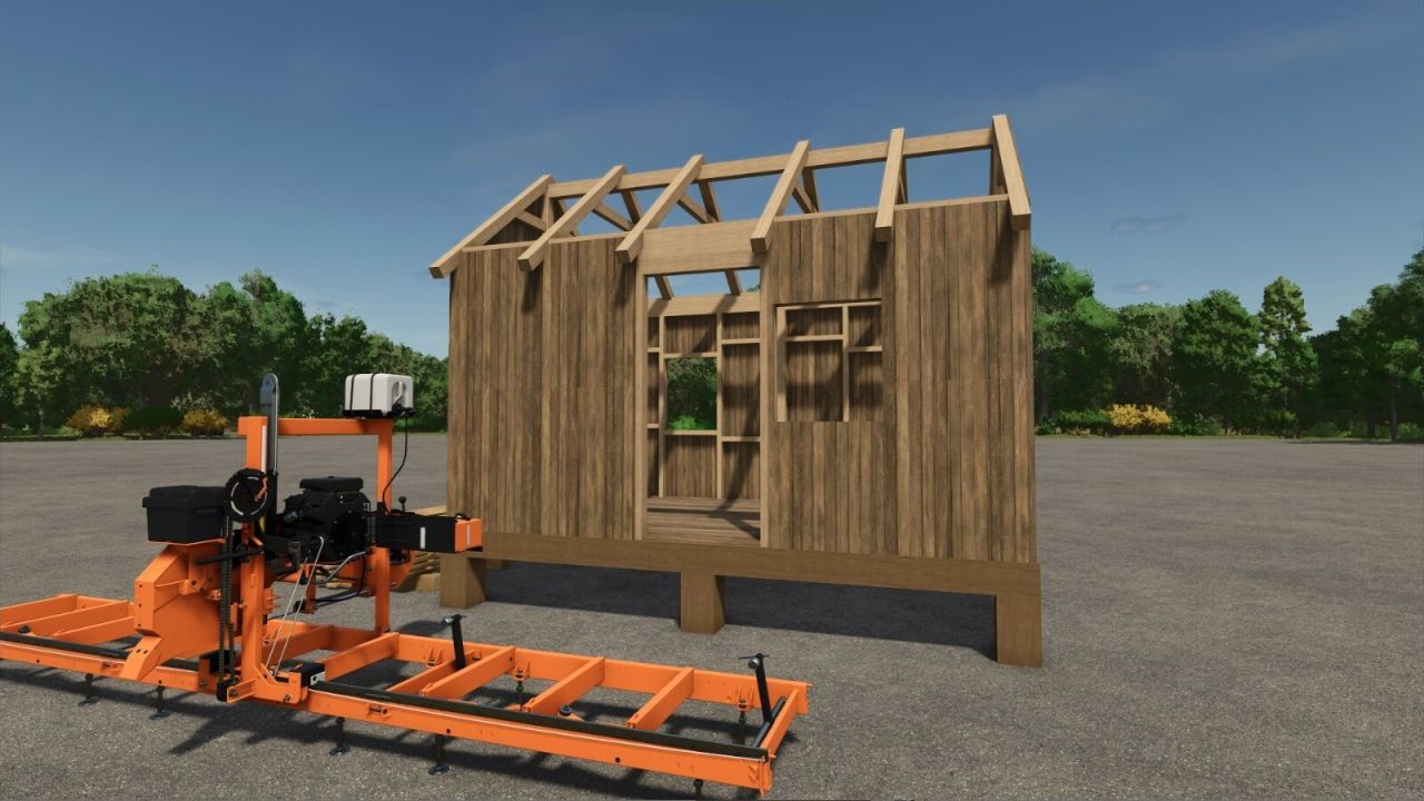 Економна Будівля Constructible Hut — Хатина з Колод або Дощок для Старту у FS25