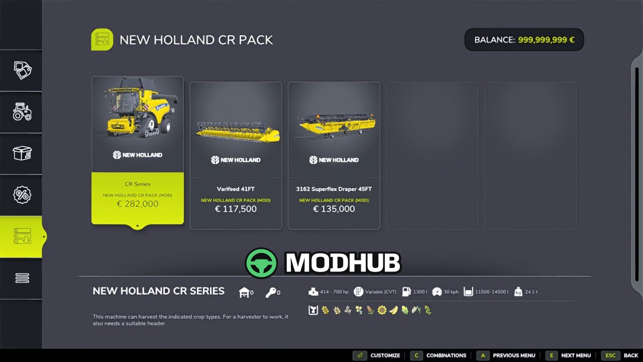 Комбайни New Holland CR-Series Pack V1.0 для FS25