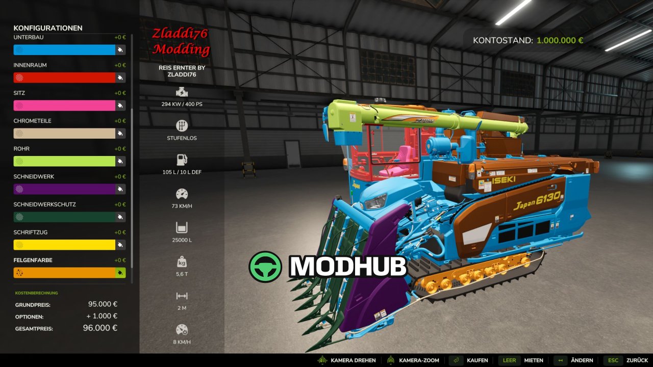 Комбайн для рису Rice Harvester Multicolor V1.0 для FS25