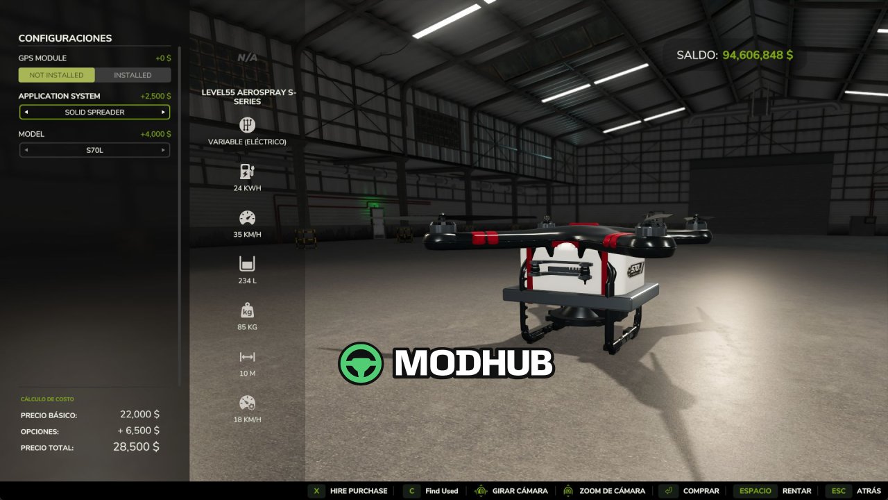 Агро-дрон AeroSpray S70L V1.2.0.1 для FS25