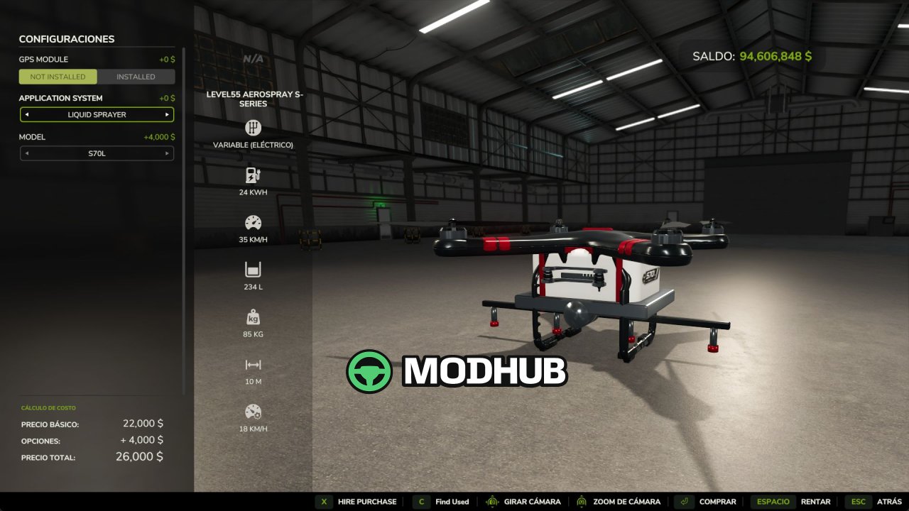 Агро-дрон AeroSpray S70L V1.2.0.1 для FS25